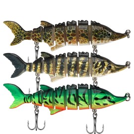 3PCS Lifelike Multi-Jointed Swimbait, Bass Fishing Lure for Freshwater and Saltwater, Slow Sinking, Mustad Hook, Amazing Fishing Gifts for Men, Must-Have for Family Fishing Gear