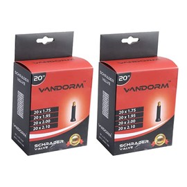 2 PACK Vandorm 20" x 1.75" - 2.10" Bicycle Butyl Schrader Inner Tube Pack