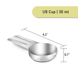 BERYLER 1/8 Cup (2 Tbsp | 30 ml | 30 cc | 1 oz) Measuring Cup, Stainless Steel Measuring Cups, Metal Measuring Cup, Kitchen Gadgets for Cooking
