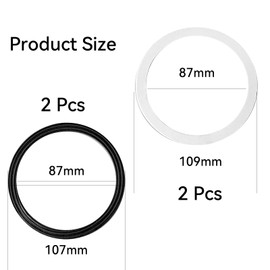 4 PCS 110 mm Rubber O Rings,Sink Plug Seal Rings,Black Rubber and White Sponge Rings for Sink Seal Accessories Replacement