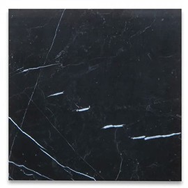 Tenedos Nero Marquina Black and White 12x12 Inch Marble Floor Wall Tile for Kitchen Backsplash, Bathroom, Fireplace Surround, Countertop (5 Pieces)