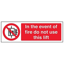 V Safety 55015AX-R'In The Event of Fire Do Not Use This Lift' Sign, 300 mm x 100 mm (Pack of 3)