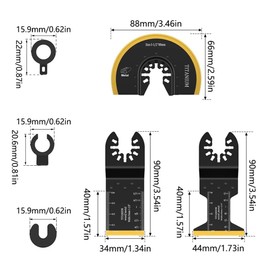 5PCS Oscillating Tool Blades Titanium Multitool Blades Cut Saw Blades Fast Speed Cutting for Wood, Metal, Nails and Hard Material for Dewalt Rockwell Milwaukee Makita Ryobi with 3 Extra Adapters