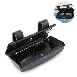 Car Glasses Case Storage Sunglass Holder Hard Case Box with Card Slot holders SUV Tan truck Vehicle Clip on Visor Accessories Organizer (KAFANLIN black)