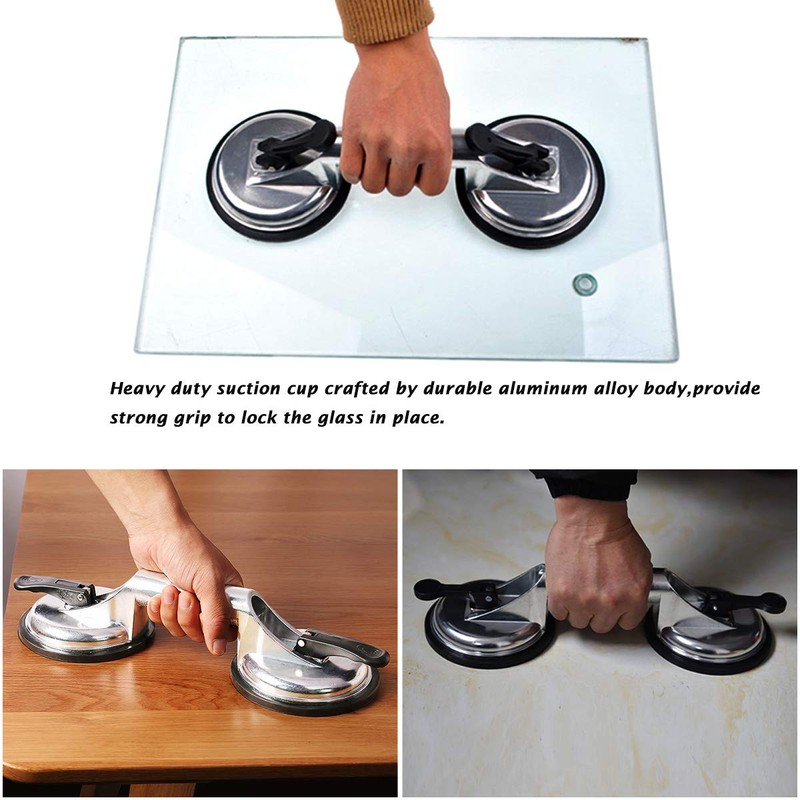 SOLUDE 2 Pack Glass Suction Cup,Aluminium Heavy Duty Vacuum Lifter