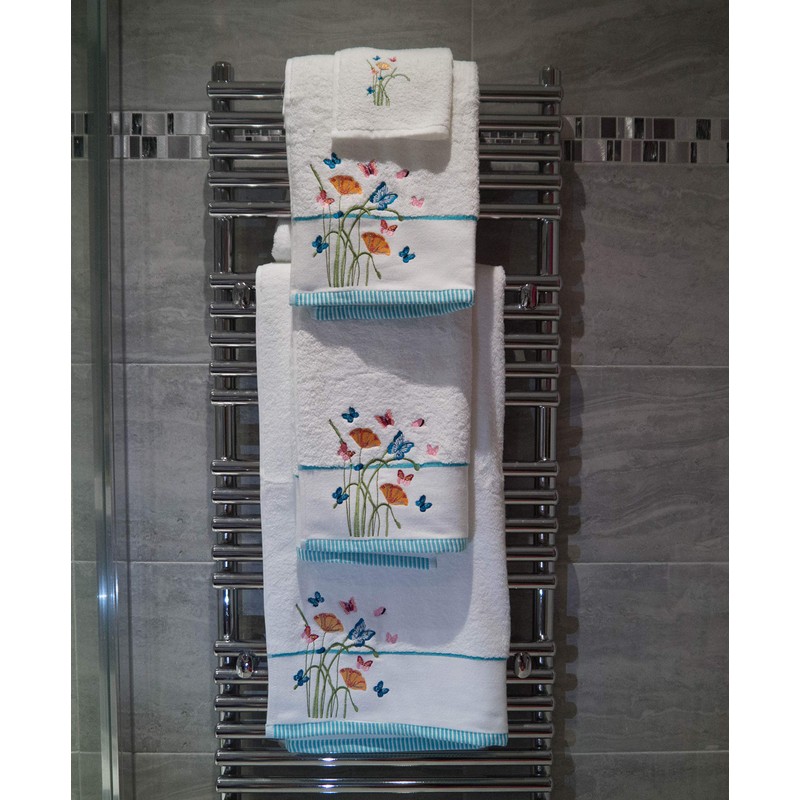 Lex's Linens Floral & Butterfly Embroidered Bath Towel