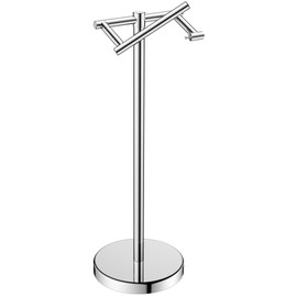 FORIOUS Toilet Paper Holder Stand, Freestanding Tissue Roll Holder for Bathroom, Pivoting Design, Durable SUS 304 Stainless Steel and Weighted Base Toilet Paper Stand, Chrome