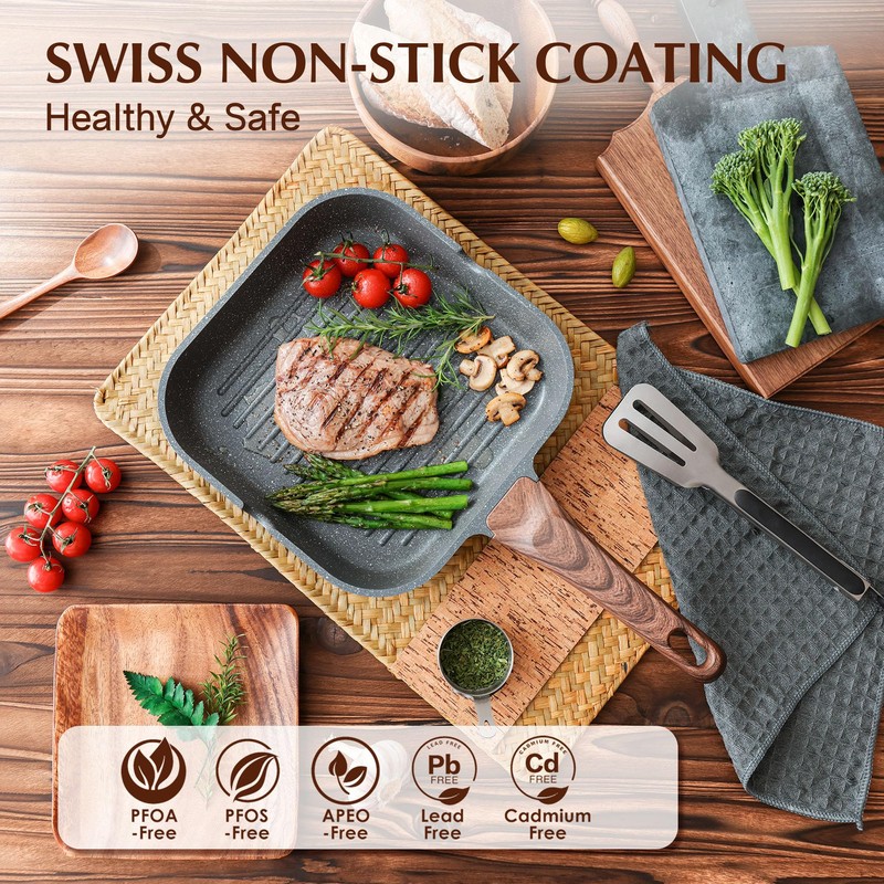 SENSARTE Nonstick Grill Pan for Stove Tops, Versatile Griddle with