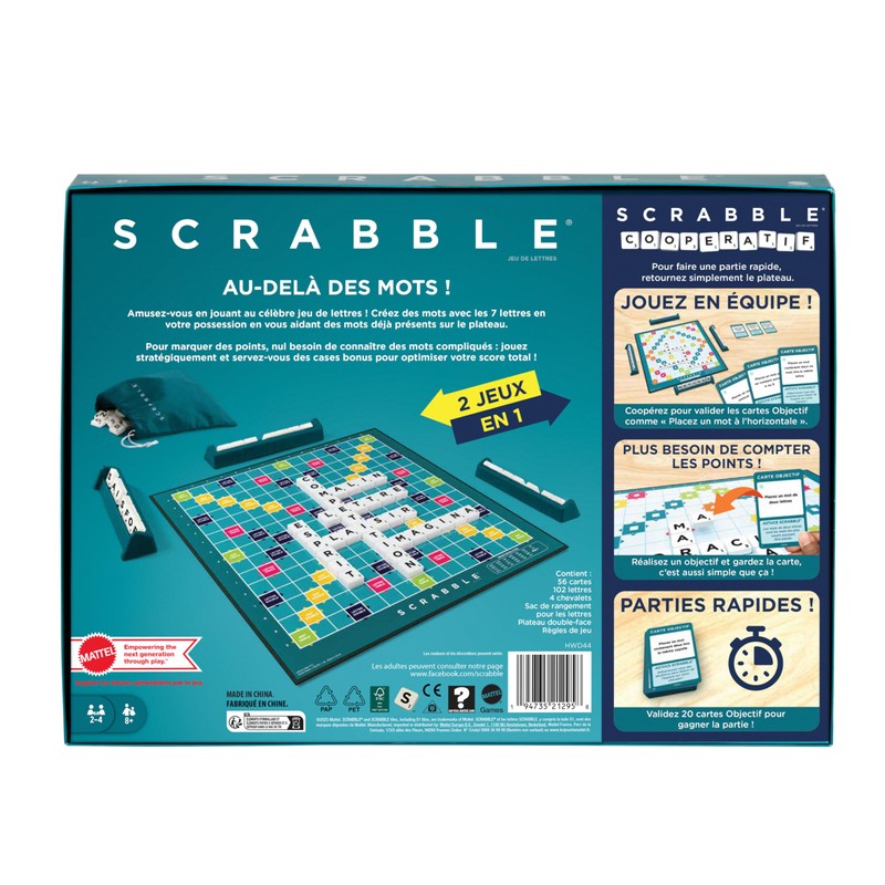 Mattel Games Scrabble Two in One French Version HWD44