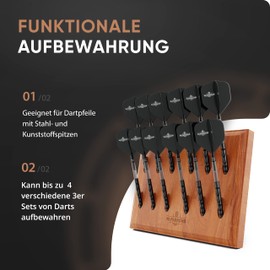 McFARRONS Wooden dart holder for 12 darts, practical dart storage for the wall, as an accessory for any type of dartboard, suitable for steel darts and soft darts. (wood)