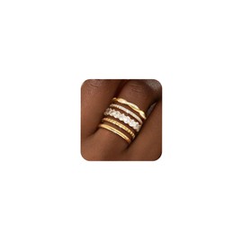 TOSGMY Stackable Gold Silver Rings for Women Non Tarnish Dainty 14K Gold/Silver Plated Stacking Thumb Ring Set Cubic Zirconia Eternity Wedding Bands Engagement Rings for Women Gold Jewelry Size 6-11