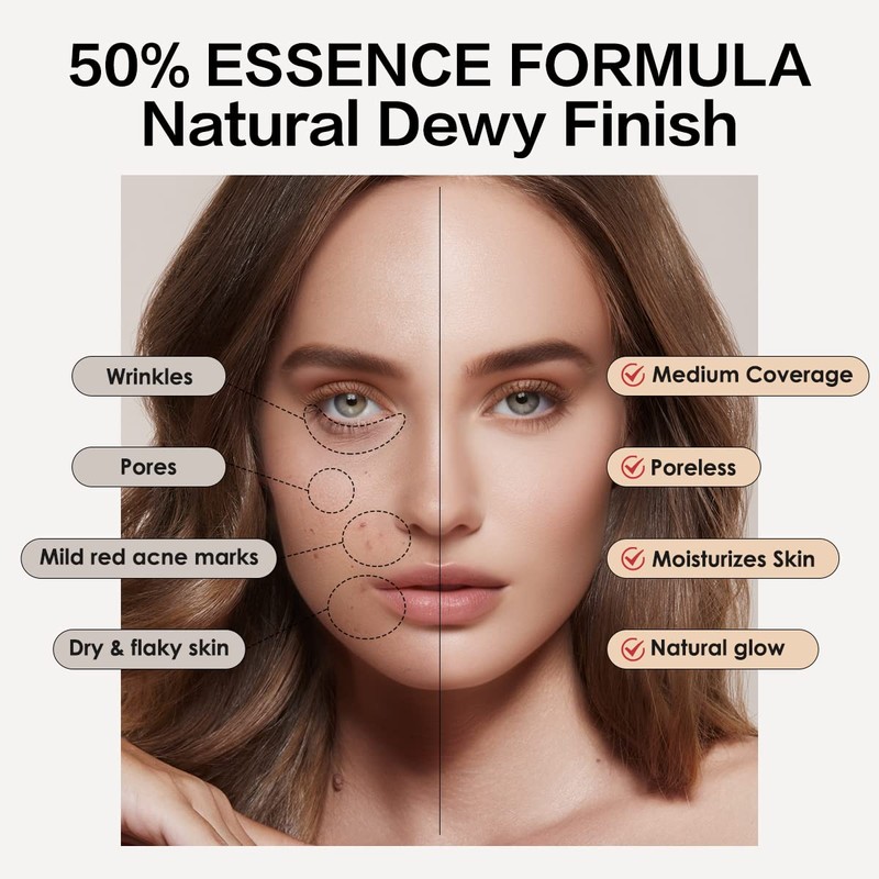 Carslan Sheer Liquid Foundation With Hydrating Serum, 24H Long-Lasting Moisturization,