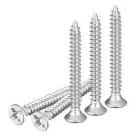 DTGN 50Pcs M3x30mm Flat Head Wood Screws, 304 Stainless Steel Phillips Self Tapping Screws - Good for Woodworking, Furniture - Silver