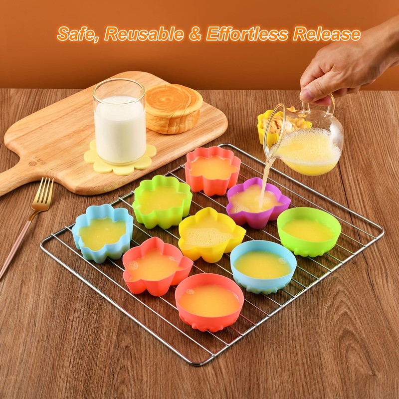 Mirenlife Reusable Silicone Baking Cups,Silicone Cupcake Liners for baking, Multi