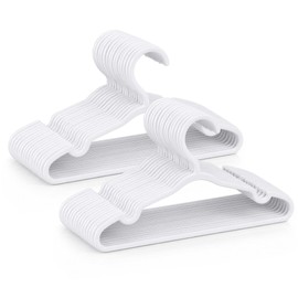 Baseca Kids Plastic Hangers 30 Pack, White Baby & Toddler Hangers, Non-Slip