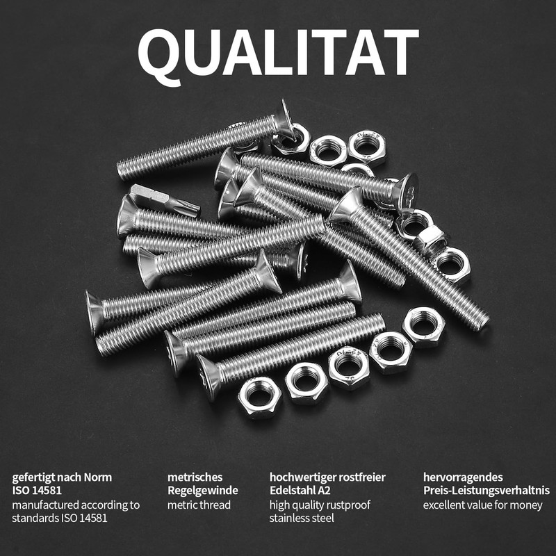 M8 Countersunk Screws Set, Torx Screws Set, Stainless Steel Torx