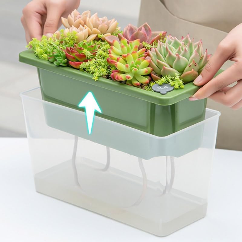 AIMALL Self-Watering Square Planter for Indoor Gardening, Balcony Vegetable Pot