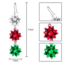 Miaija Christmas Flower Dangle Hook Earrings Red Green White Drop Earring Alloy Xmas Jewelry Gifts for Women Girls Christmas Themed Party