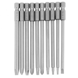 10Pcs 100mm 1/4" Bit Torx Long Bit Set WERA Bit Screwdriver Torx Screwdriver Set Hex Shank Magnetic BST Screwdriver Bits Set, for Electric/Hand Screwdrivers, Electric Drills