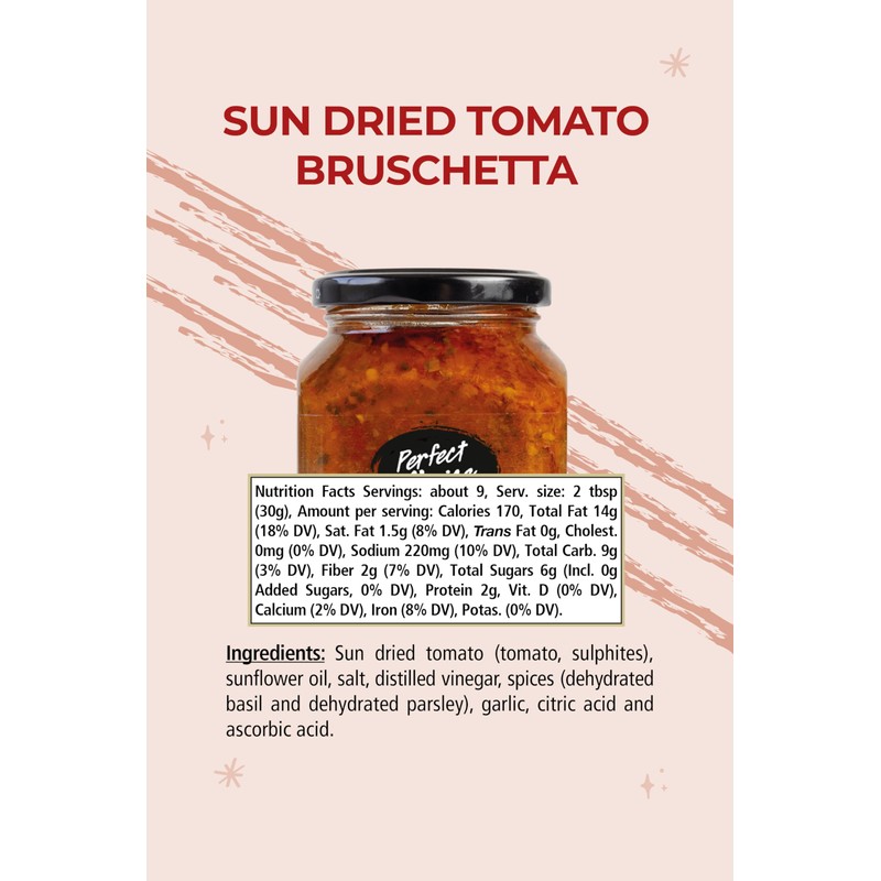 Perfect Choice Sun-Dried Tomato Bruschetta - Delicious Bruschetta Bread Spread