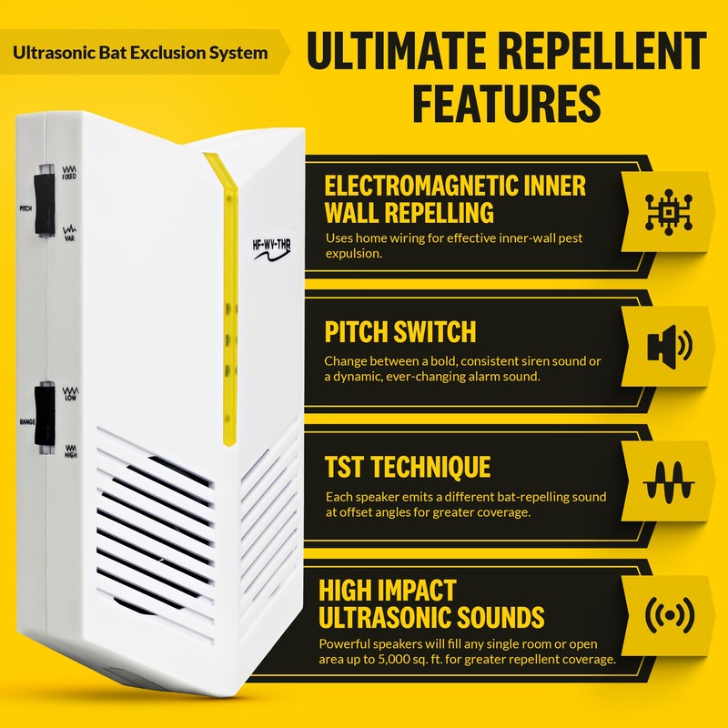 HF-WY-THR Ultrasonic Bat Exclusion System (1 Count Bat Repellent)