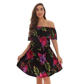 Riviera Sun Rayon Crepe Printed Short Dress for Women 21879-8110-PRP-M