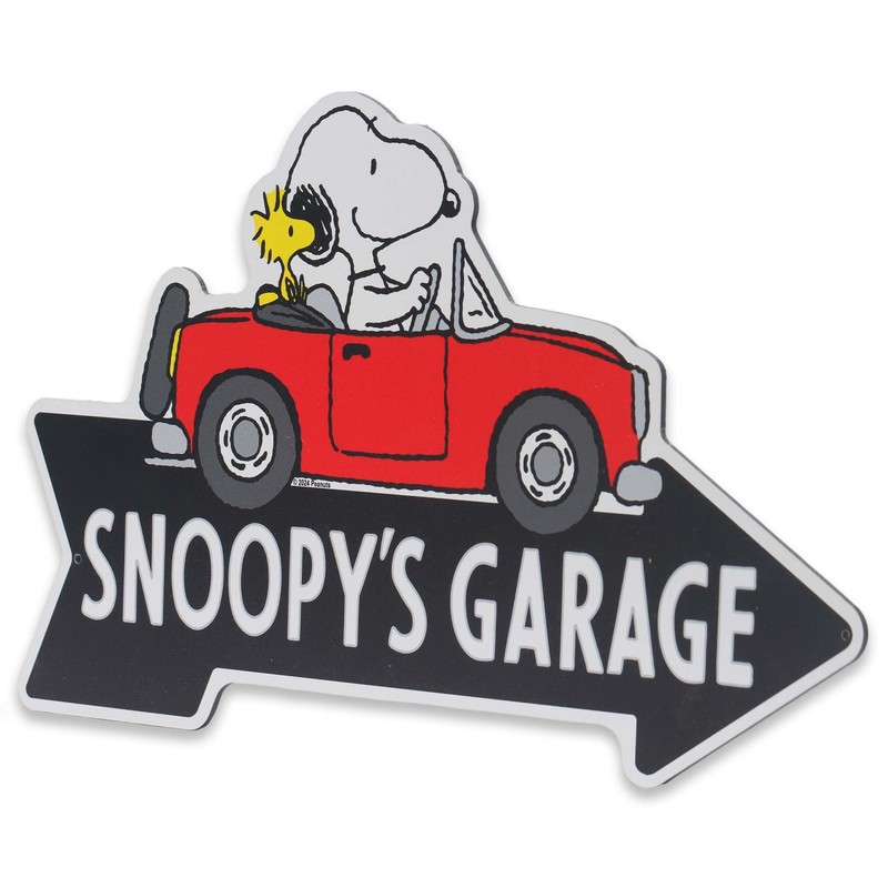 Peanuts Snoopy's Garage Arrow Metal Sign - Fun Peanuts Wall