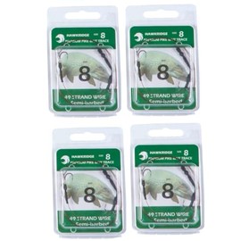 HAWKRIDGE - 4 x Predator SEMI BARBED Pike Snap Tackle Double Hook Bait Rig 30cm Trace Using American 7x7 Wire Strands - Available in Size 4, 6 or 8 (4 x size 8 hook)