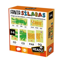 Headu ES24636 Animals FANTASILABAS. Montessori Method of Reading and Writing for Boys and Girls Ages 4 to 7 Years, Multi-Colour