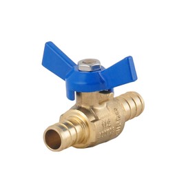 PEX Brass Ball Valve, 1/2-in PEX Lead Free Brass Shut Off Ball Valve with Red & Blue T (Butterfly) Handle, PEX Barb Water Valve with cUPC Certified for Cold and Hot Water (4-Pack)