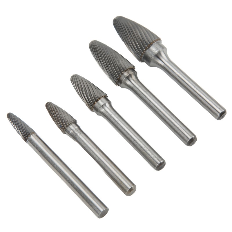 5pcs Carbide Burrs Single Cut Rotary File with 6mm/0.24in Shank