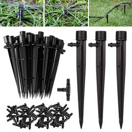 Pack of 50 Droplet Irrigation Droppers Adjustable Irrigation Sprinkler 360 Degree Micro Drip Irrigation System Garden with 50 Pieces T Connectors for Connecting 4/7 mm Hose