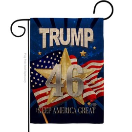 Trump 46 Keep America Great Burlap Garden Flag Patriotic President Republican Party United State American Election Small Decorative Gift Yard House Banner Double-Sided Made in USA 13 X 18.5