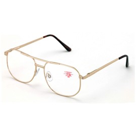 V.W.E. Large Clear Metal Tear Drop Reading Glasses - Big Lens Spring Hinge Square Reader (Gold, 2.50)