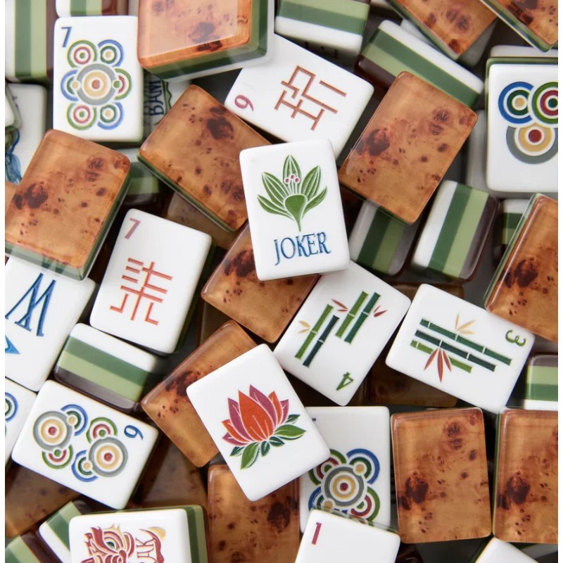 Emerald Acrylic Mahjong Tiles American Mahjong 4-layer Engraved American Mahjong