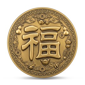 Chinese Horse Lucky Coin Feng Shui Coin for Good Luck and Success, Year of the Horse Lucky Charm with Fu Symbol, Zinc Alloy Challenge Coin with Protective Case, Lottery Ticket Scratcher Tool Gift