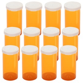 Empty Plastic Pill Bottles with Easy Open Caps (Not Child Resistant), Prescription Medication Vials, Clear Containers Pill Cases Dispenser Organizers (12pcs, 40 Dram)