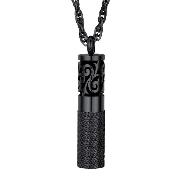 PROSTEEL Perfume Locket Round Bottle Pendant Necklace Diffuser Essential Oil Aromatherapy Men Women Jewelry Black Necklace