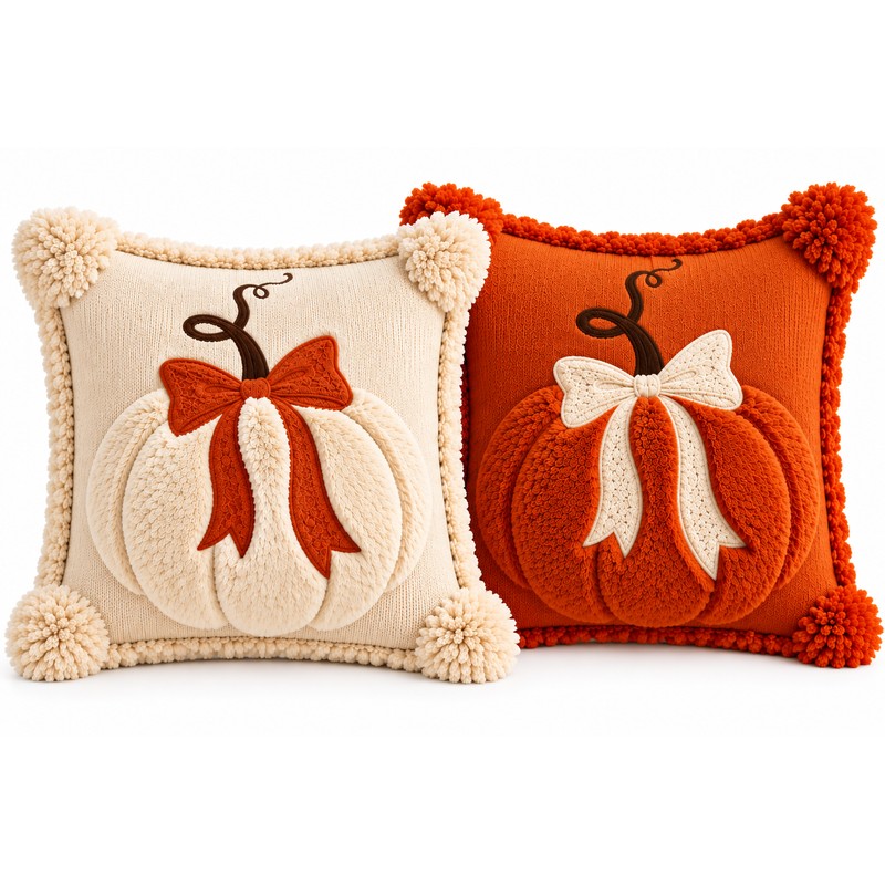 3D Plush Pumpkin Pillow Cover for Fall Decorating – Soft