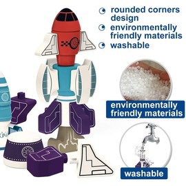 Gifts2U Magnetic Rocket Toy,33PCS Magnet Blocks Rocket Set with Storage Box,Stacking Toy STEM Educational Playset for Boys and Girls 3-8 Years Old Children