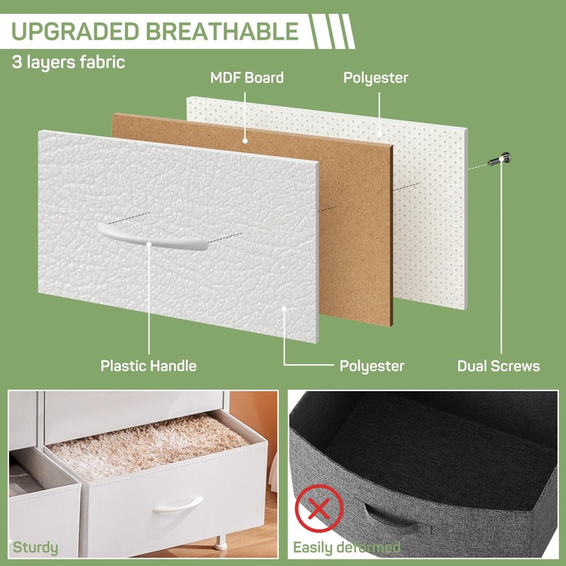 Dresser for Bedroom, 7 Storage Drawers, Anti-Tip Wide Fabric Closet