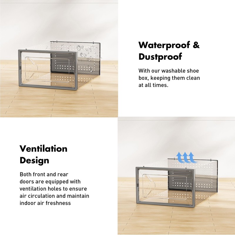 Foluck Shoe Storage Box, 15 Pack Clear Plastic Stackable Shoe