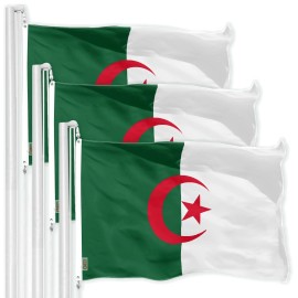 UD_G128 3 Pack: Algeria Algerian Flag  3x5 Ft  LiteWeave Pro Series Printed 150D Polyester  Country Flag, Indoor/Outdoor, Vibran