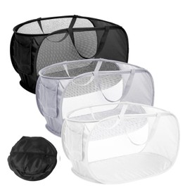 Collapsible Laundry Baskets, 3 Pack Mesh Pop-Up Laundry Hampers