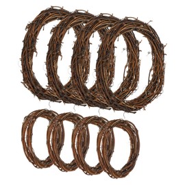 PATIKIL 4 Inch/6 Inch Rattan Wreath, 8Pcs Christmas Round Natural Vine Branch Wreath Garland Floral Ring Hoop for Door Window Hanging Decorations, Brown
