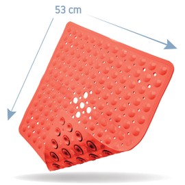 Toniamo Shower Mat Non-Slip 53 x 53 cm Non-Slip Shower Square Non-Slip Mat Shower Antibacterial & Machine Safe Shower Mat Non-Slip BPA-Free Coral