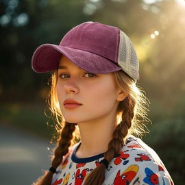 Croogo Unisex Adjustable Athletic Trucker Hat Cooling Sun Hat Mesh Back Golf Hat Baseball Hats for Womens/Men,Wine Red-ZM02