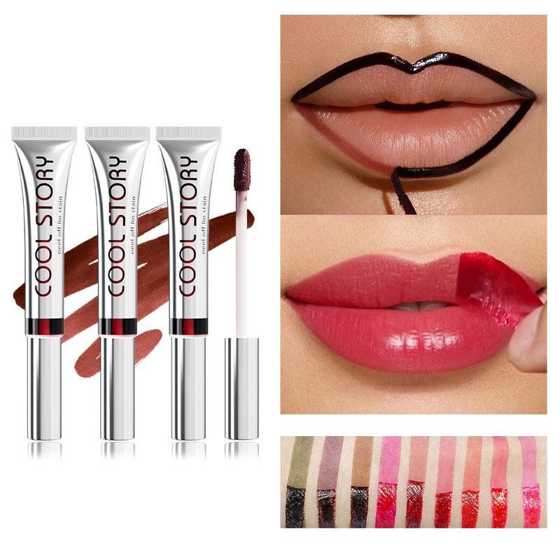 HOPHAT 3PCS Peel Off Lip Stain Lip Tint Set, Matte