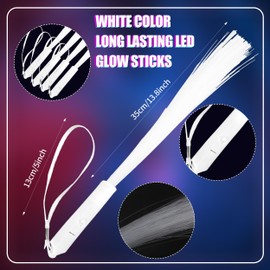 80 Pcs White Neon Fiber Optic Wands LED Light Up Stick Glow in The Dark Wands White Flashing Sparklers with 3 Light Modes for Glow Birthday Entertainment Props Party Supplies