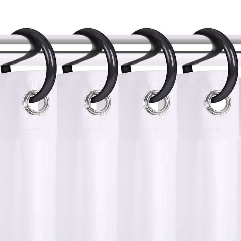 calfken 12Pcs Shower Curtain Rings,Shower Curtain Hooks with Unbreakable Plastic,O-Shaped
